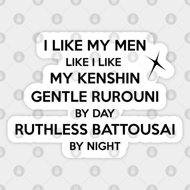 I like my men like I like my Kenshin Sticker by Elemesca